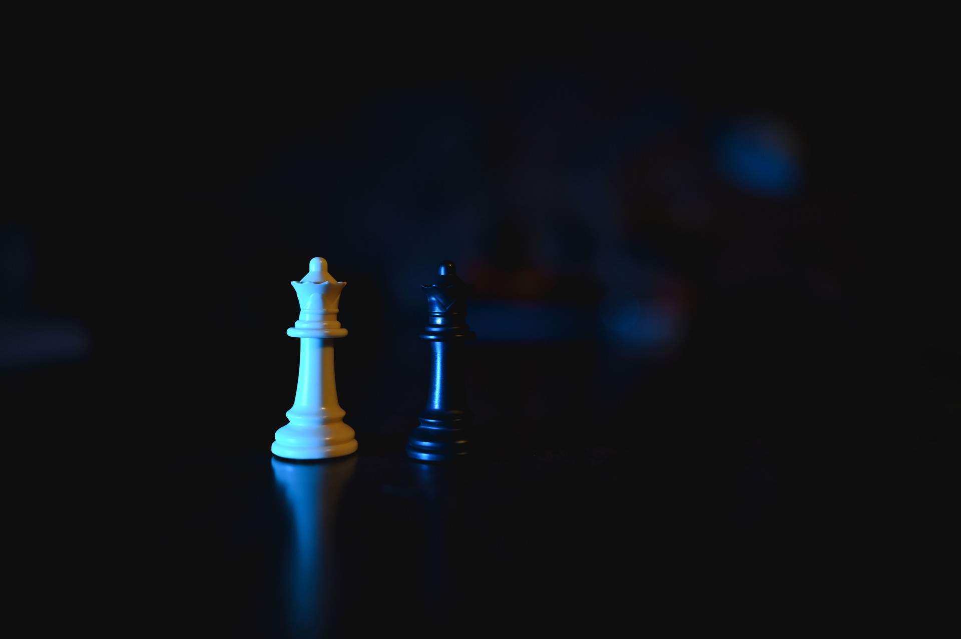 Chess game, Black and White Queen Chess pieces.